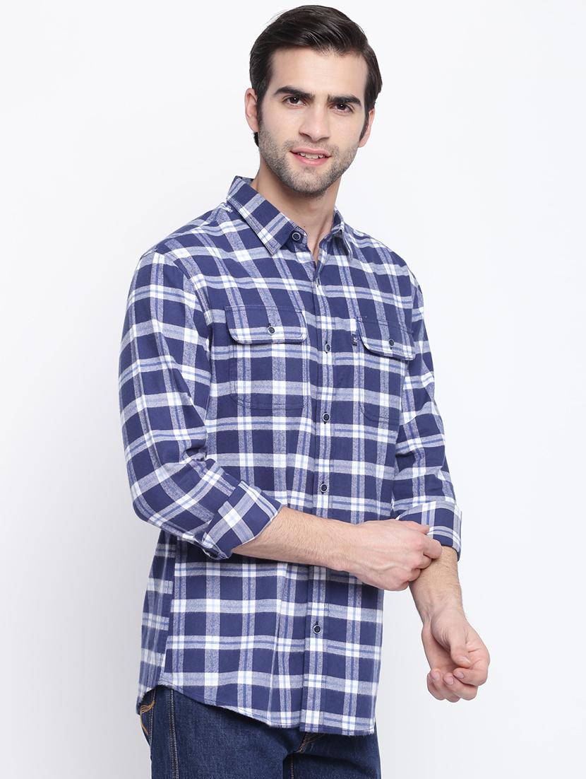 blue checkered casual shirt - 17284569 - Zoom Image - 2