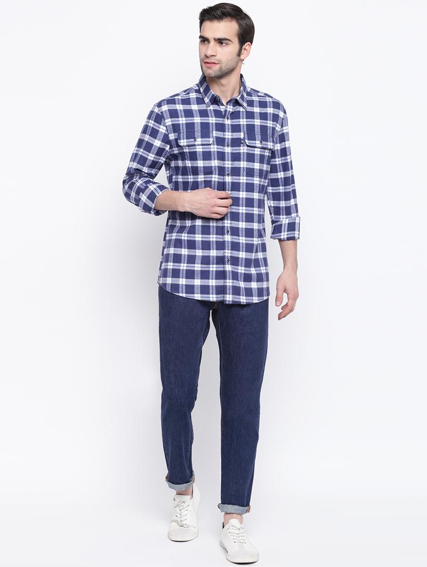 blue checkered casual shirt - 17284569 - Zoom Image - 4