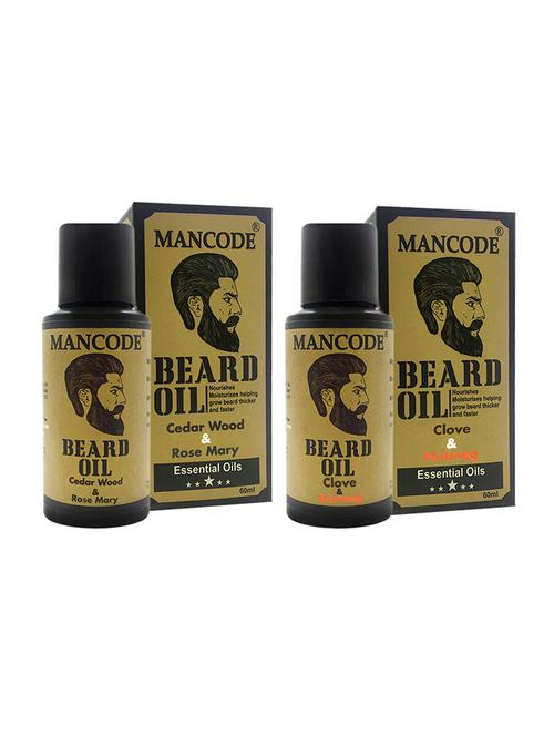 mancode beard oil cedarwood & rose mary, 60 ml + mancode beard oil clove & nutmeg, 60 ml beard oil -pack of 2 - 17284822 - Standard Image - 1