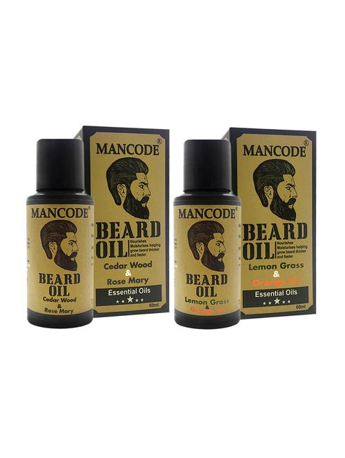 mancode beard oil cedarwood & rose mary, 60 ml + mancode beard oil lemon grass & orange oil, 60 ml pack of 2 - 17284824 - Standard Image - 1