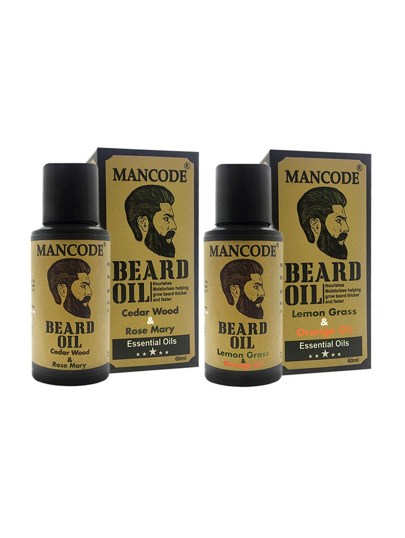 mancode beard oil cedarwood & rose mary, 60 ml + mancode beard oil lemon grass & orange oil, 60 ml pack of 2 - 17284824 - Zoom Image - 1