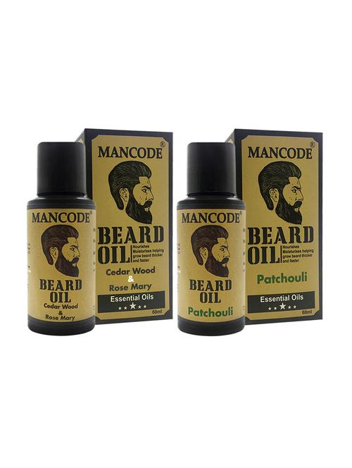 mancode beard oil cedarwood & rose mary, 60ml + mancode beard oil patchouli, 60 ml pack of 2 - 17284826 - Standard Image - 1