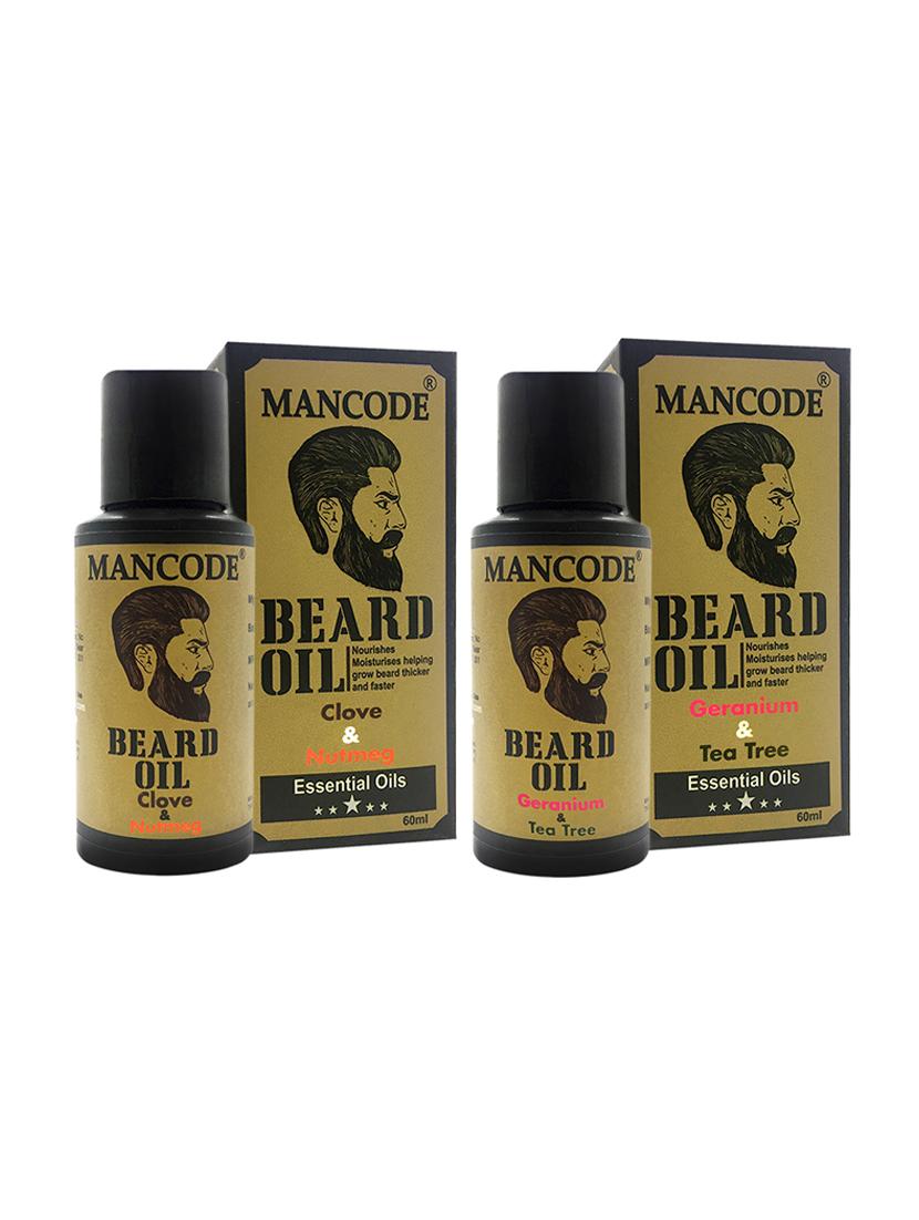 mancode beard oil clove & nutmeg, 60ml + mancode beard oil geranium & tea tree, 60 ml pack of 2 - 17284828 - Zoom Image - 1