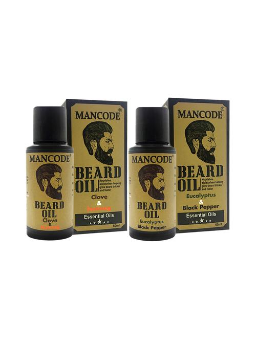 mancode beard oil clove &nutmeg, 60ml + mancode beard oil eucalyptus & black pepper, 60 ml pack of 2 - 17284830 - Standard Image - 1