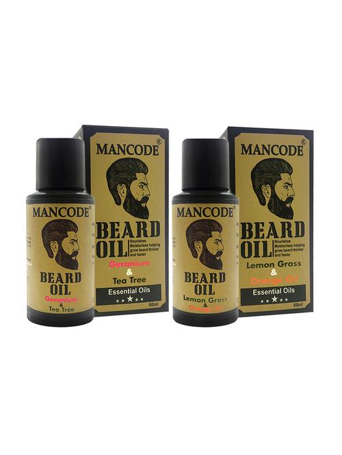 mancode beard oil geranium & tea tree, 60 ml + mancode beard oil lemon grass& orange oil, 60 ml pack of 2 - 17284833 - Standard Image - 1