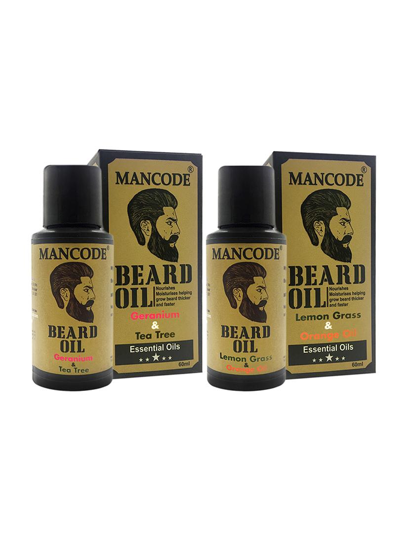 mancode beard oil geranium & tea tree, 60 ml + mancode beard oil lemon grass& orange oil, 60 ml pack of 2 - 17284833 - Zoom Image - 1