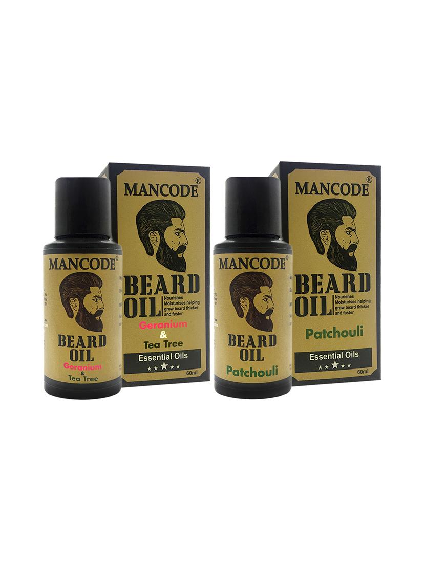 mancode beard oil geranium & tea tree, 60 ml + mancode beard oil patchouli, 60ml pack of 2 - 17284835 - Zoom Image - 1