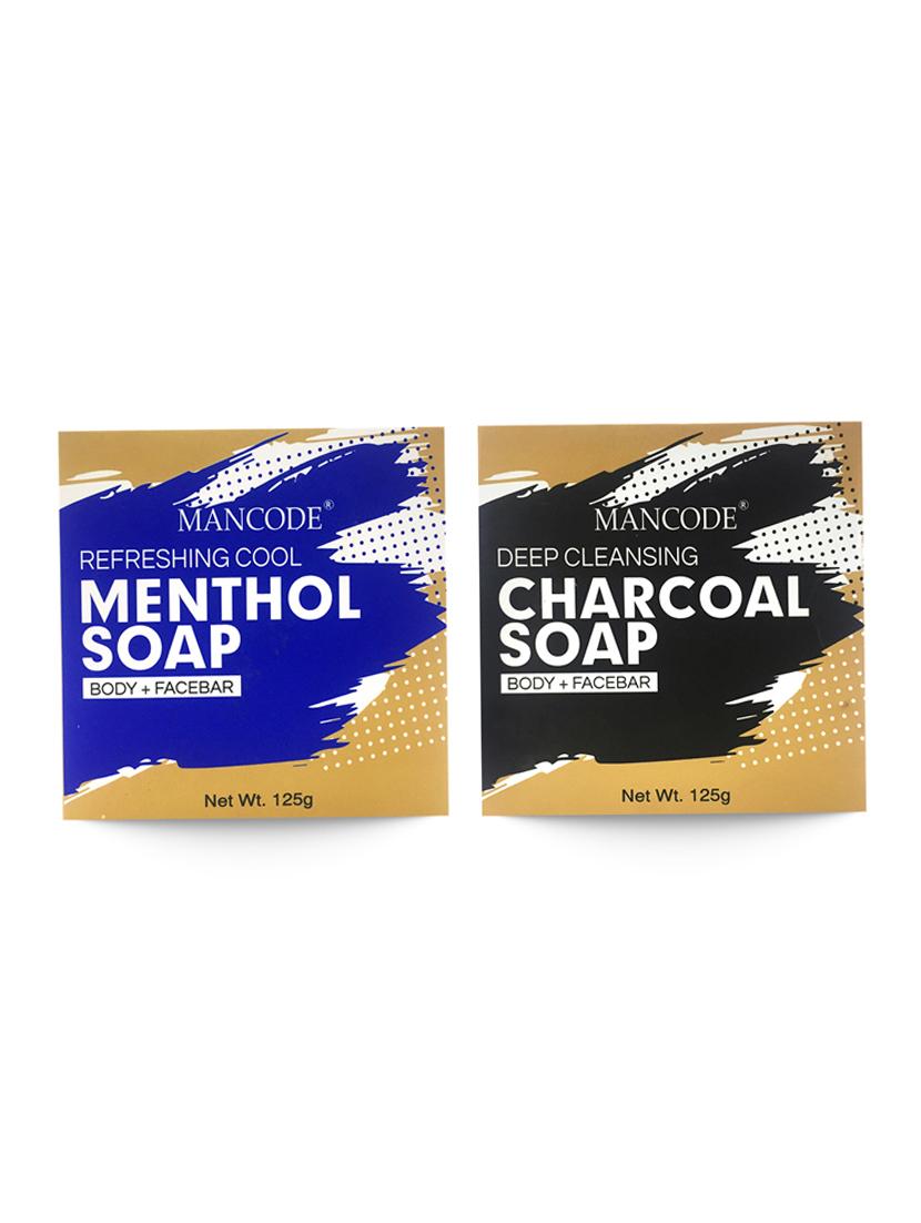 mancode refreshing cool menthol soap, 125gm + mancode charcoal deep cleansing soap, 125gm pack of 2 - 17284854 - Zoom Image - 1