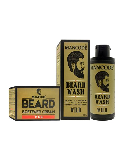 mancode beard softening cream wild 50gm+ mancode beard wash wild 100ml pack of 2 - 17284870 - Standard Image - 1