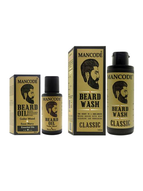 mancode beard oil cedarwood & rose mary, 60ml + mancode beard softening cream classic, 50gm pack of 2 - 17284873 - Standard Image - 1