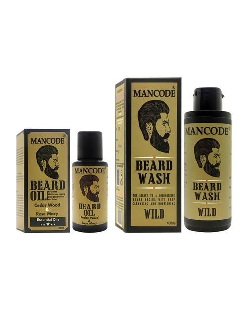 mancode beard oil cedarwood & rose mary, 60ml + mancode beard softening cream wild, 50gm pack of 2 - 17284874 - Standard Image - 1