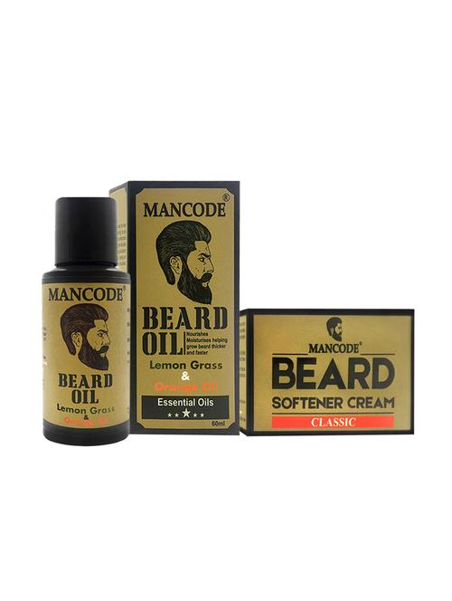 mancode beard oil lemon grass orange oil, 60ml + mancode beard softening cream classic, 50 gm - 17284885 - Standard Image - 1