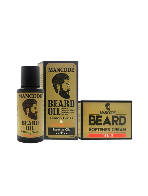 mancode beard oil lemon grass orange oil, 60ml + mancode beard softening cream wild, 50 gm - 17284886 - Standard Image - 1