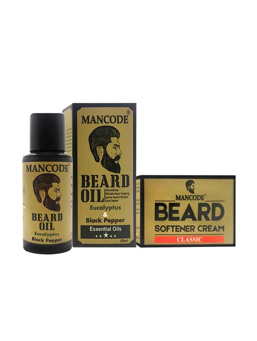 mancode beard oil eucalyptus & black pepper, 60ml + mancode beard softening cream classic, 50 gm - 17284889 - Standard Image - 1