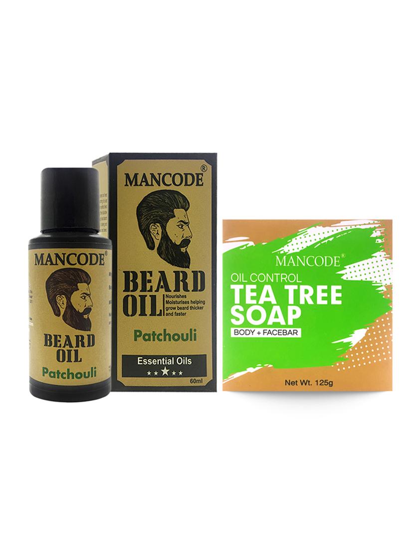 mancode beard oil patchouli, 60ml + mancode tea tree oil control soap, 125gm - 17284912 - Zoom Image - 1