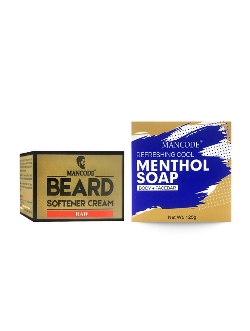 mancode beard softening cream raw, 50gm + mancode refreshing cool menthol soap, 125gm - 17284923 - Zoom Image - 1