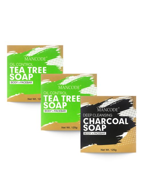 125gm + mancode tea tree oil control soap, 125gm + mancode charcoal deep cleansing soap - 17284957 - Standard Image - 1