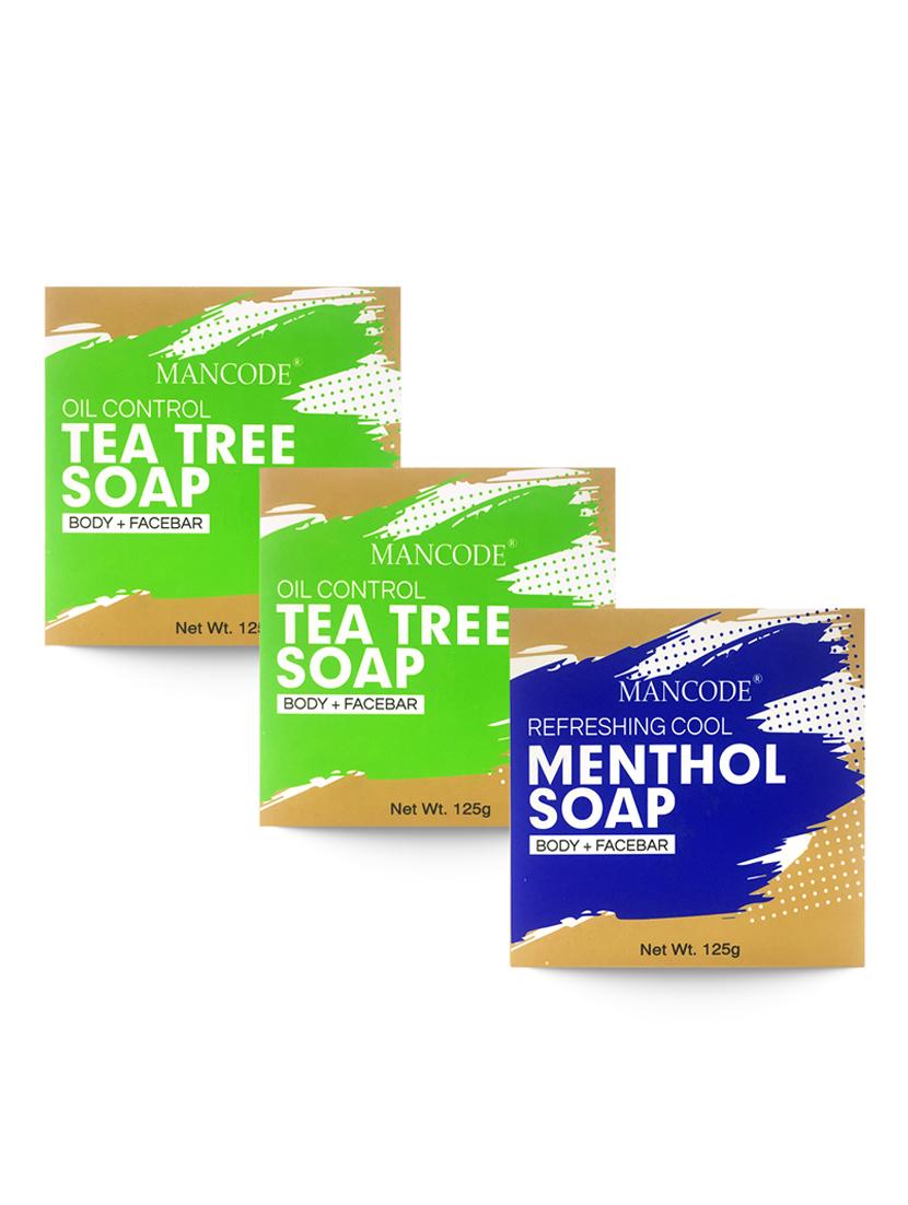 125gm + mancode tea tree oil control soap, 125gm + mancode refreshing cool menthol soap - 17284958 - Zoom Image - 1