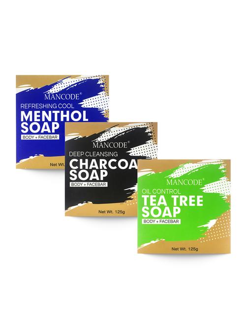 125gm + mancode refreshing cool menthol soap, 125gm + mancode charcoal deep cleansing soap - 17284959 - Standard Image - 1