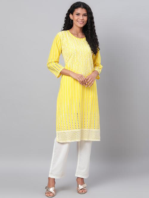 chikankari straight kurta - 17286084 - Standard Image - 1