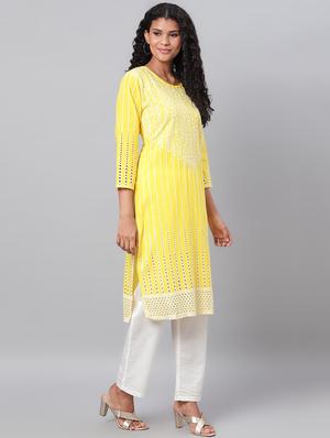chikankari straight kurta - 17286084 - Standard Image - 2
