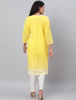 chikankari straight kurta - 17286084 - Standard Image - 3
