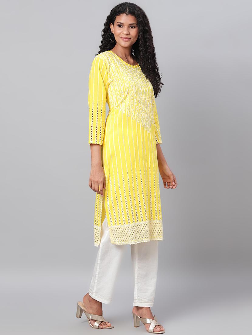 chikankari straight kurta - 17286084 - Zoom Image - 2