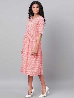 printed gathered dress - 17286099 - Standard Image - 2