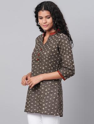 printed straight kurti - 17286102 - Standard Image - 2