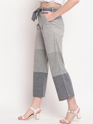 tie front striped trouser - 17286660 - Standard Image - 2