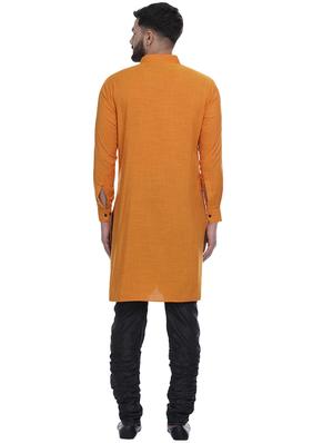 orange solid long kurta with kaantha embroidered neckline - 17287460 - Standard Image - 4