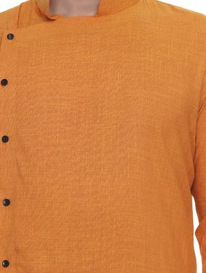 orange solid long kurta with kaantha embroidered neckline - 17287460 - Standard Image - 5