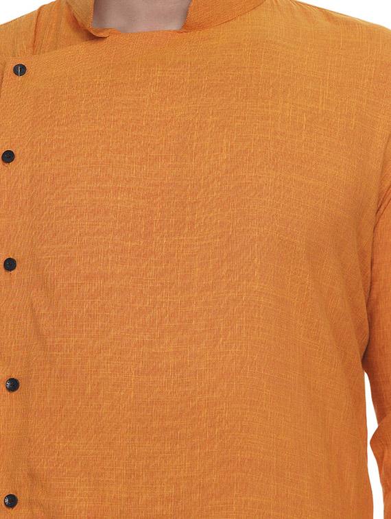 orange solid long kurta with kaantha embroidered neckline - 17287460 - Zoom Image - 5