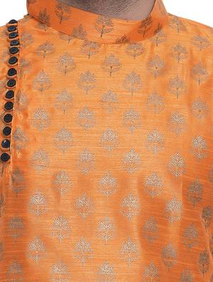 orange printed silk blend long kurta - 17287472 - Standard Image - 5