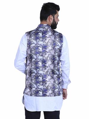 multi colored paisley print nehru jacket - 17287529 - Standard Image - 3