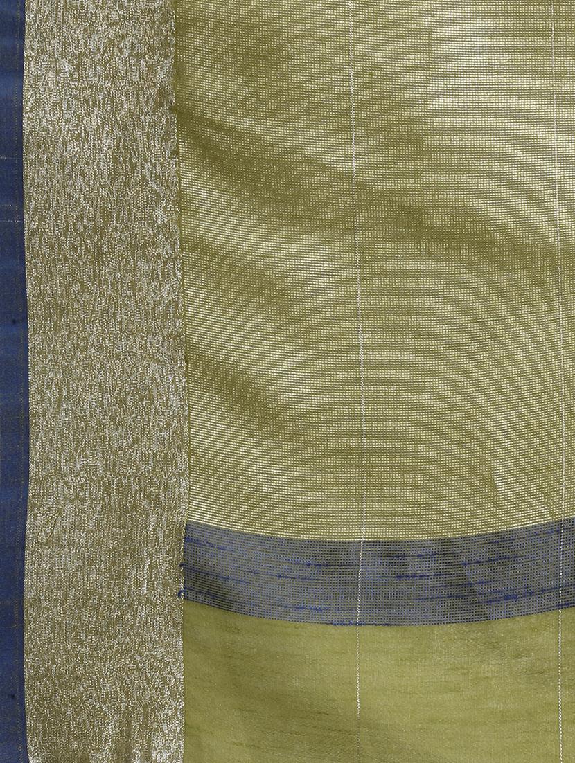 mehandi linen bordered saree with blouse - 17287843 - Zoom Image - 4