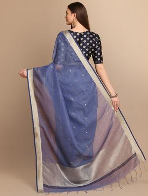 solid woven saree with blouse - 17287844 - Standard Image - 2