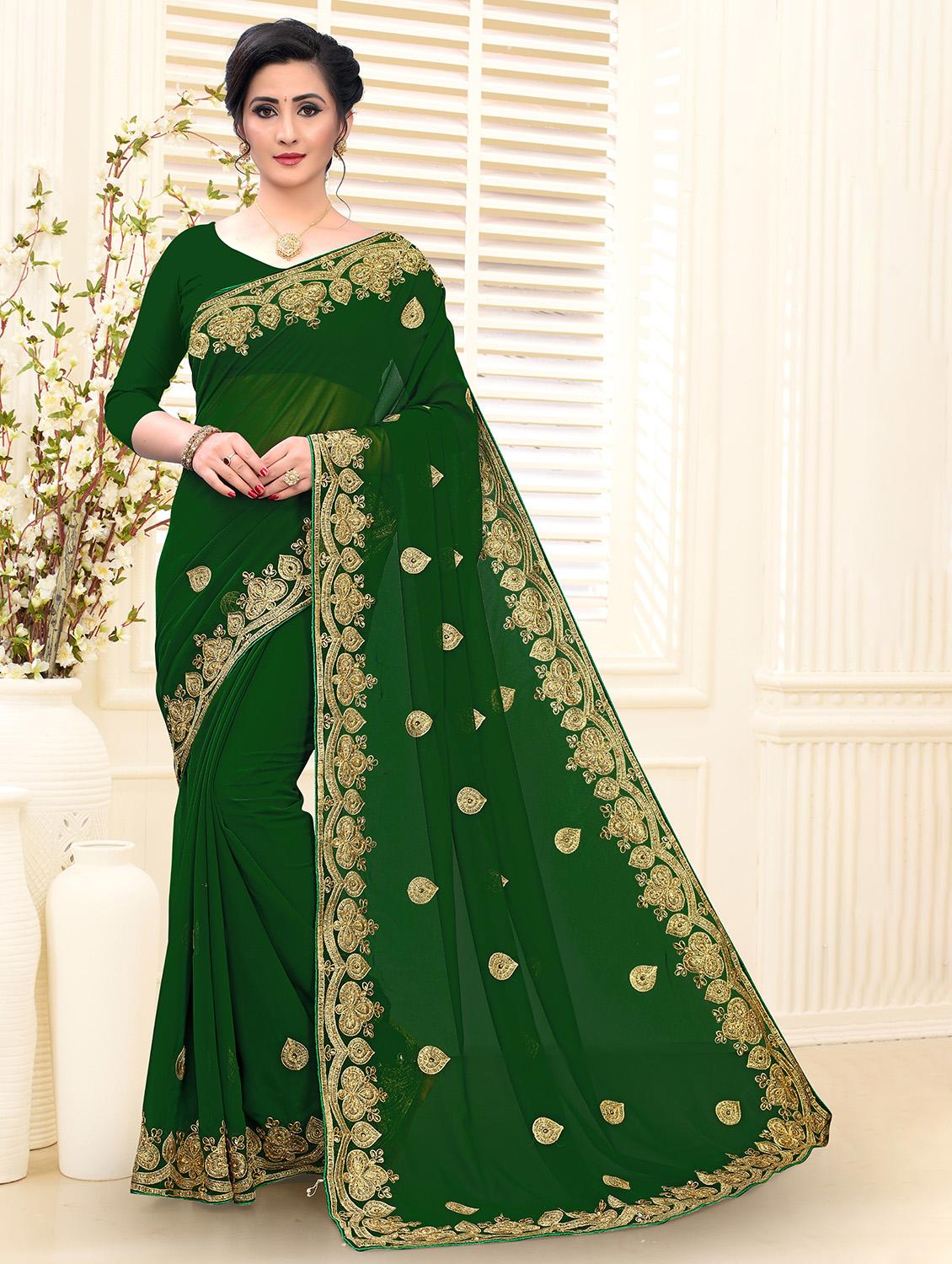 self design embroidered saree with blouse - 17288066 - Zoom Image - 1