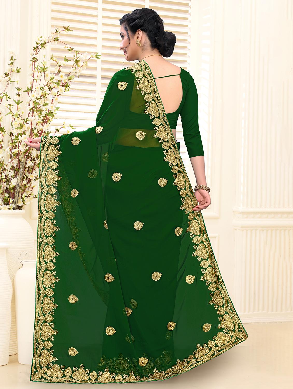 self design embroidered saree with blouse - 17288066 - Zoom Image - 2