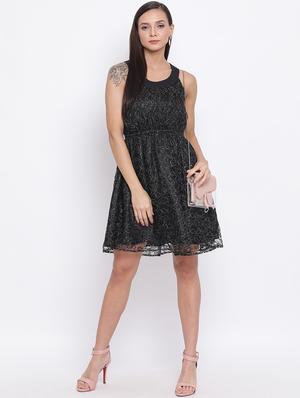 round neck blouson fit & flare dress - 17288226 - Standard Image - 4