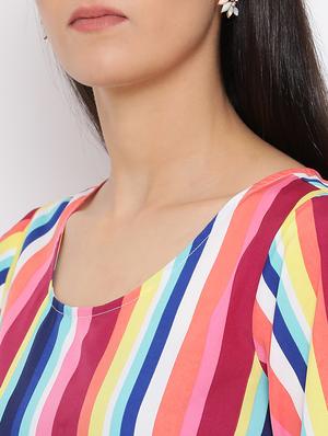 tie front striped belted dress - 17288234 - Standard Image - 5