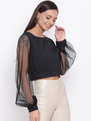 bishop sleeved crop top - 17288250 - Standard Image - 2