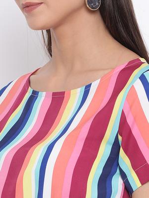 round neck striped crop top - 17288257 - Standard Image - 5