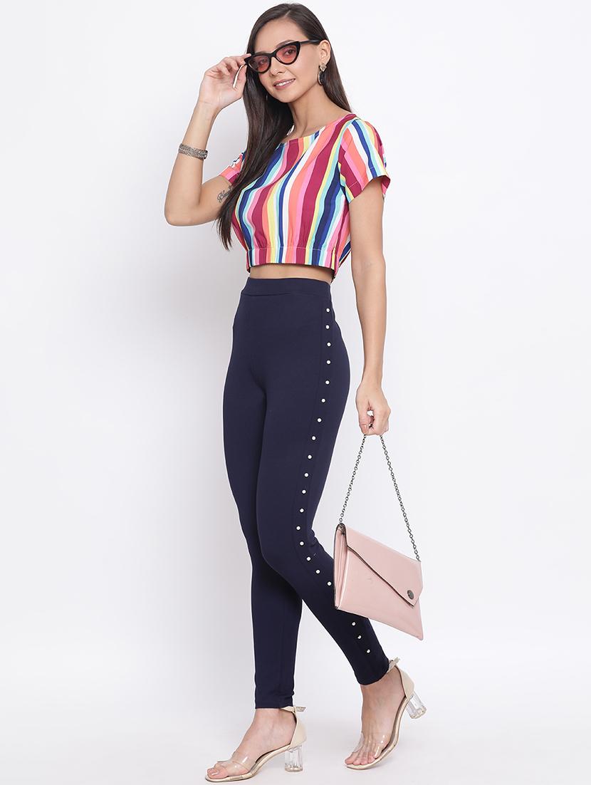 round neck striped crop top - 17288257 - Zoom Image - 4