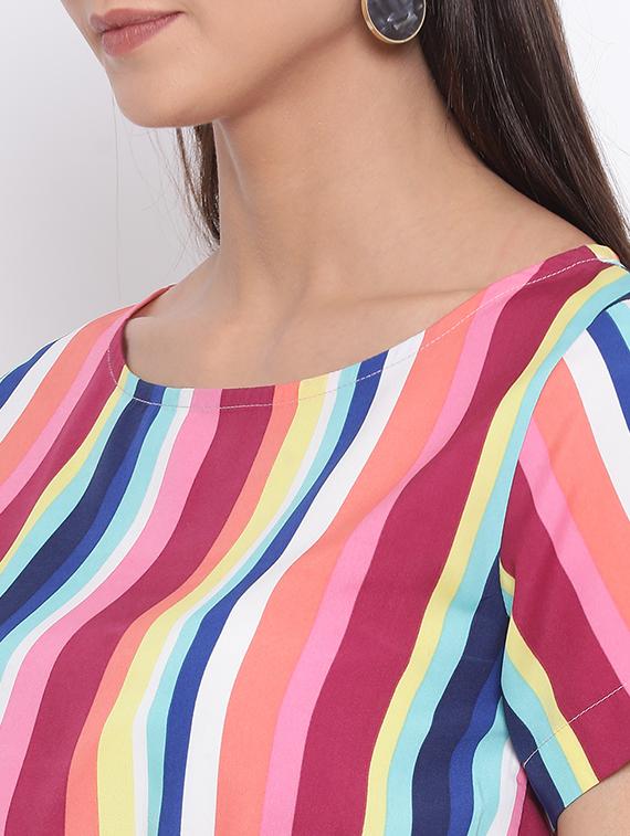 round neck striped crop top - 17288257 - Zoom Image - 5