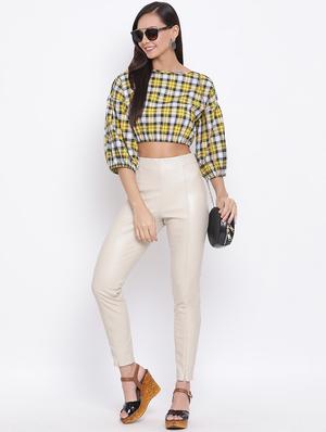 embellished detail checkered crop top - 17288276 - Standard Image - 4