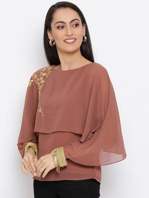 embroidered detail layered top - 17288332 - Standard Image - 2