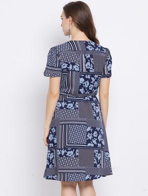 overlap neck a-line dress - 17288485 - Standard Image - 3