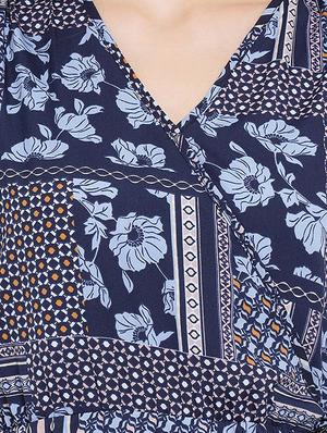 overlap neck a-line dress - 17288485 - Standard Image - 5