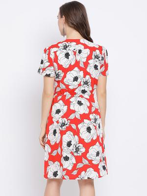overlap neck a-line dress - 17288486 - Standard Image - 3